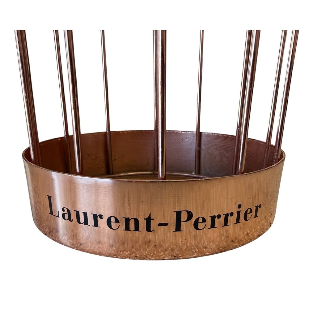 Laurent-Perrier Rose Champagne Birdcage Bottle Carrier Copper Tone Barware - Picture 2 of 5